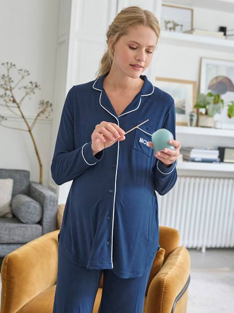 Plain Pyjamas Set for Maternity ocean blue - vertbaudet enfant 