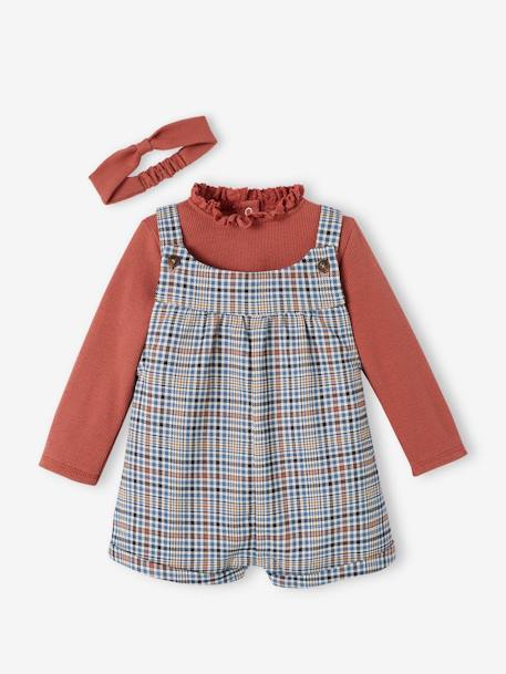 Ensemble T-Shirt Rayé Et Salopette Courte Vert Emeraude Pour Bébé - 100% Coton