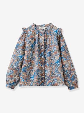 Girls-Blouses, Shirts & Tunics-Shirt in Liberty® Fabric for Girls, Margareth by CYRILLUS