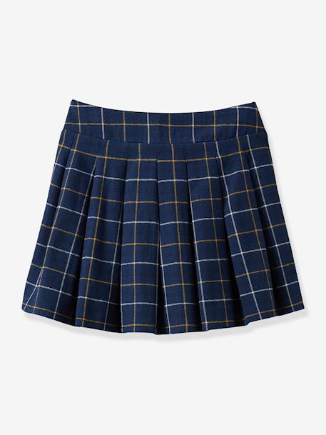 Pleated Skirt by CYRILLUS chequered navy blue - vertbaudet enfant 