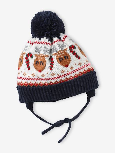 Christmas Gift Box: Reindeer Beanie + Snood + Mittens Set for Baby Boys navy blue - vertbaudet enfant 