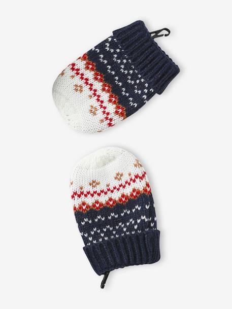 Christmas Gift Box: Reindeer Beanie + Snood + Mittens Set for Baby Boys navy blue - vertbaudet enfant 