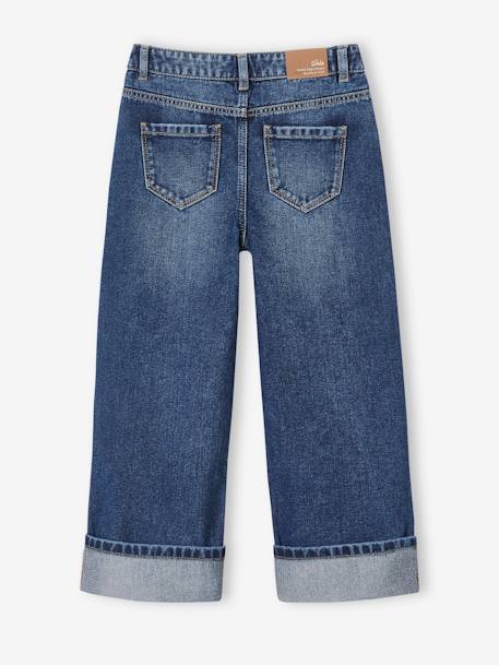 Wide-Leg Jeans with Turn-Up, for Girls stone - vertbaudet enfant 