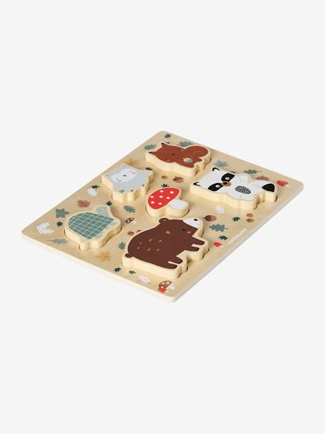Chunky Tactile Puzzle in FSC® Wood beige+brown - vertbaudet enfant 