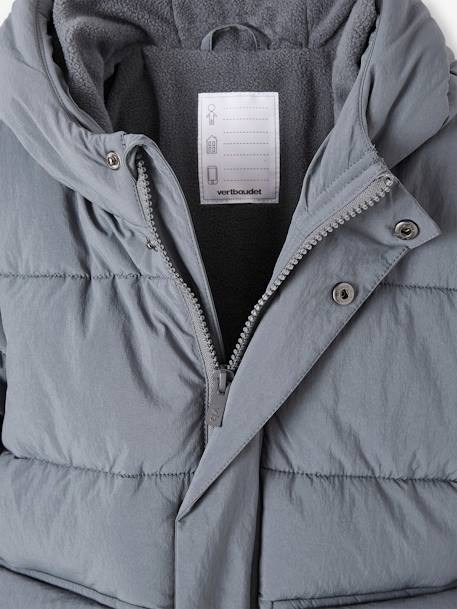 Padded Coat with Hood & Sherpa Lining for Boys crystal blue+navy blue - vertbaudet enfant 