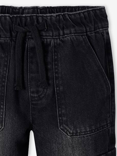 Pull-On Cargo-Type Denim Trousers for Boys black denim+double stone+stone - vertbaudet enfant 