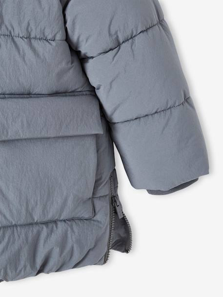 Padded Coat with Hood & Sherpa Lining for Boys crystal blue+navy blue - vertbaudet enfant 