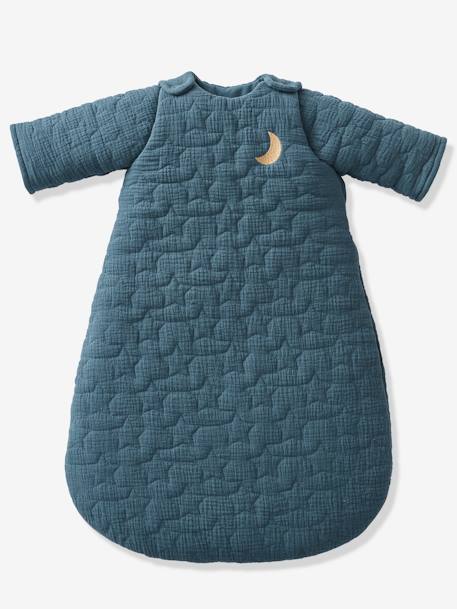 Gigoteuse hiver quiltée manches amovibles en gaze de coton bio* NUITS DE RÊVE caramel+écru+marine - vertbaudet enfant 
