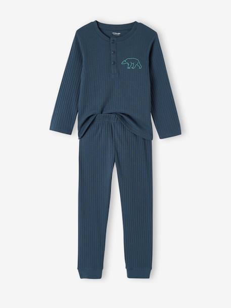 Lot de 2 pyjamas garçon ours maille côtelée vert émeraude - vertbaudet enfant 