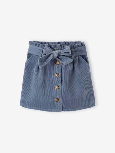 Jupe fille velours style paperbag beige doré+bleu grisé+olive+prune - vertbaudet enfant 