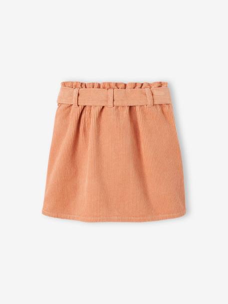'Paperbag' Style Skirt in Corduroy for Girls Dark Green+peach+PINK LIGHT SOLID+RED DARK SOLID - vertbaudet enfant 