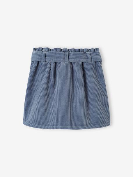 'Paperbag' Style Skirt in Corduroy for Girls Dark Green+grey blue+peach+PINK LIGHT SOLID - vertbaudet enfant 