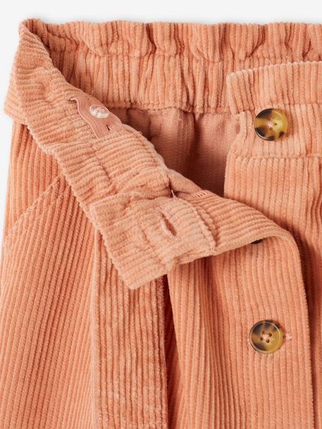 Jupe style 'paperbag' en velours côtelé fille pêche+rose blush+sapin - vertbaudet enfant 