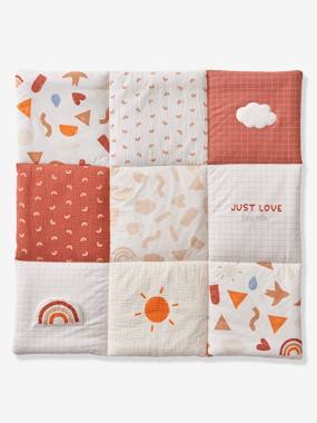 -Quilted Play Mat / Playpen Base Mat in Organic* Cotton, Happy Sky