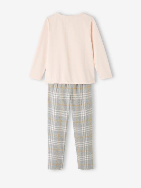 Pyjama en maille jersey et flanelle fille supercat rose pâle - vertbaudet enfant 
