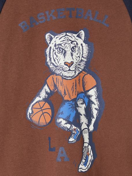 Sports Top with Basketball Player Tiger for Boys chocolate - vertbaudet enfant 