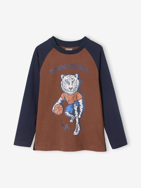 T-shirt sport tigre basketteur garçon chocolat - vertbaudet enfant 