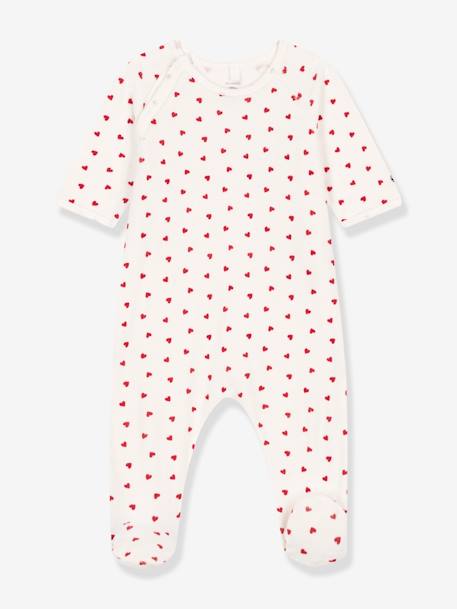 Pyjama bébé coeur en velours PETIT BATEAU blanc imprimé - vertbaudet enfant 