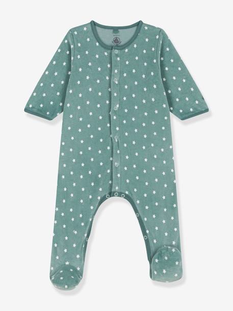 Stars Sleepsuit in Velour for Babies, PETIT BATEAU printed green - vertbaudet enfant 