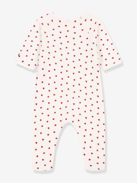 Heart Sleepsuit in Velour for Babies, PETIT BATEAU printed white - vertbaudet enfant 