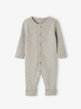 -Long Sleeve Jumpsuit in Rib Knit for Babies