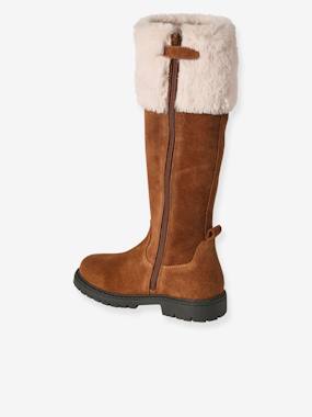 Bottes cavalières fourrées zippées cuir fille  - vertbaudet enfant