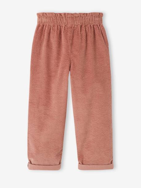 Corduroy Paperbag Trousers for Girls dusky pink+mustard+night blue - vertbaudet enfant 