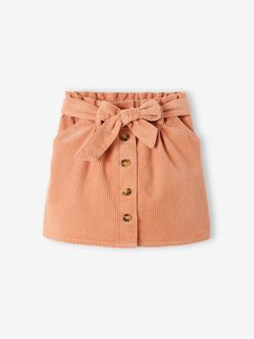 "Paperbag" Style Skirt in Corduroy for Girls  - vertbaudet enfant