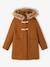 Duffle-coat à capuche fille drap de laine blush+camel+vert de gris - vertbaudet enfant 