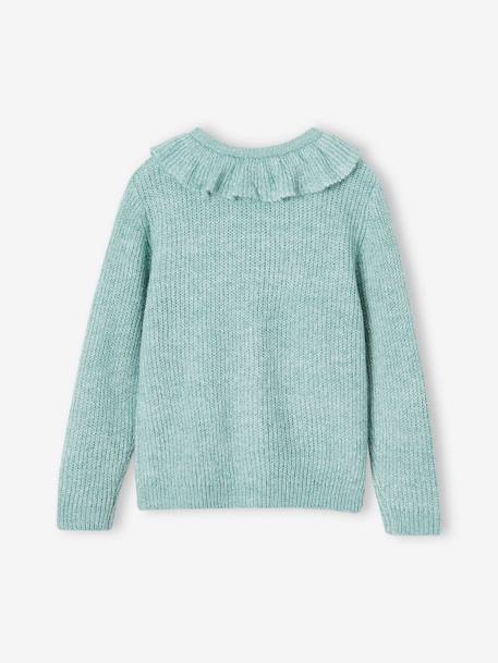 Cardigan in Soft Knit with Collar, for Girls aqua green+PINK MEDIUM SOLID - vertbaudet enfant 
