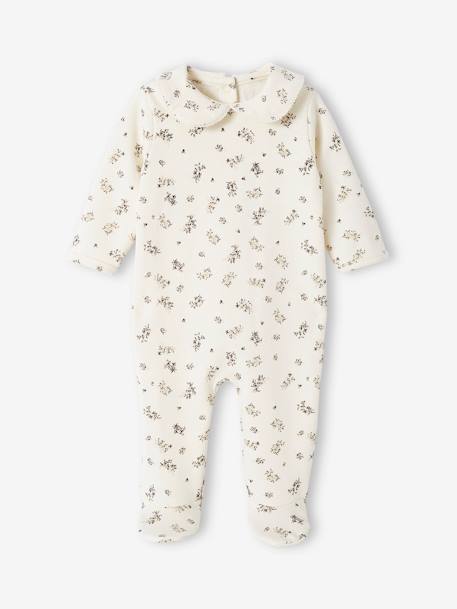 Floral Sleepsuit in Fleece for Babies ecru - vertbaudet enfant 