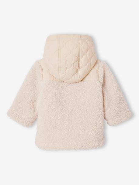 Two-Tone Hooded Jacket for Babies ecru - vertbaudet enfant 