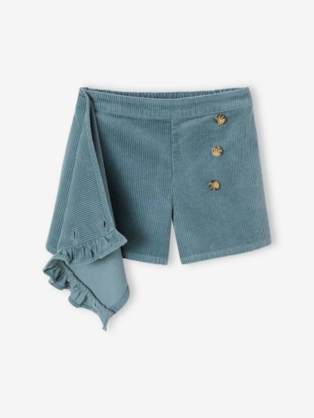 Jupe-short fille en velours effet portefeuille bleu canard+rouge+vert anglais+vieux rose - vertbaudet enfant 
