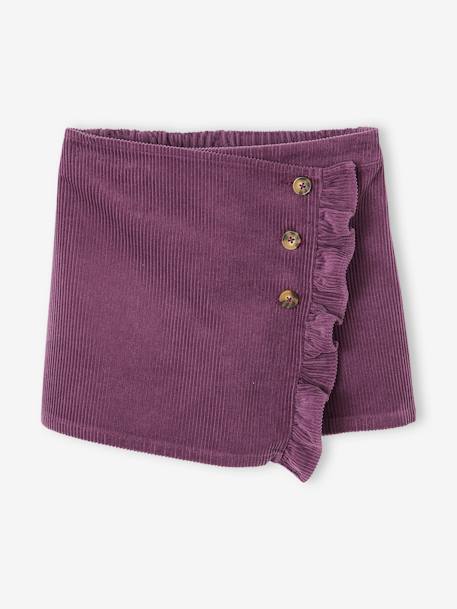 Jupe-short en velours côtelé fille effet portefeuille bleu canard+marron+violet - vertbaudet enfant 