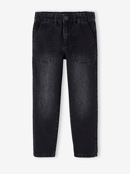Wide-Leg Carpenter Jeans for Boys black denim+stone - vertbaudet enfant 