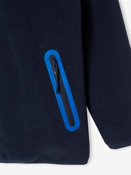 Polar Fleece Jacket with Whale Badge in Relief for Boys fir green+navy blue - vertbaudet enfant 