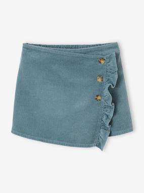 -Jupe-short fille en velours effet portefeuille