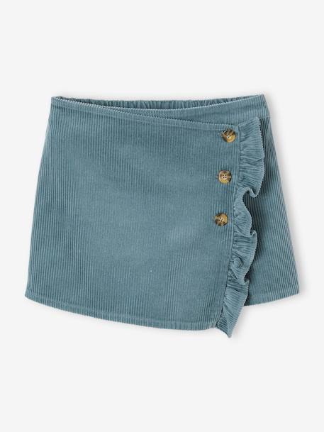 Jupe-short fille en velours effet portefeuille bleu canard+rouge+vert anglais+vieux rose - vertbaudet enfant 