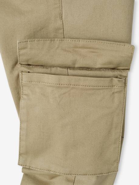 Pantalon cargo droit MorphologiK facile à enfiler garçon Tour de hanches FIN bronze+gris ardoise - vertbaudet enfant 
