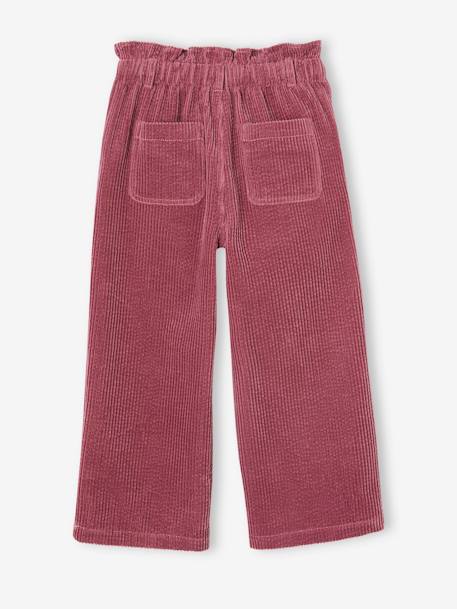 Pantalon fille large velours côtelé style paperbag marine+mauve+olive+vert sapin - vertbaudet enfant 