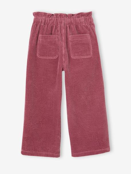 Wide Corduroy Paperbag Trousers for Girls mauve - vertbaudet enfant 
