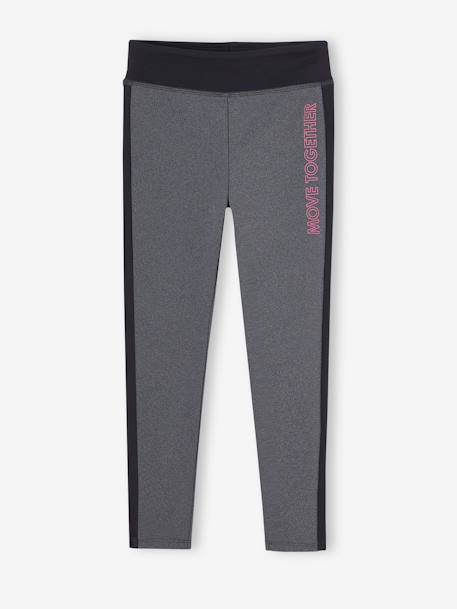 Sports Leggings with Stripe Down the Sides, for Girls Dark Blue+marl grey+navy blue+rosy - vertbaudet enfant 