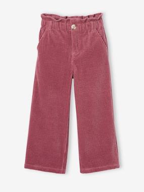 Pantalon large en velours côtelé style paperbag fille  - vertbaudet enfant
