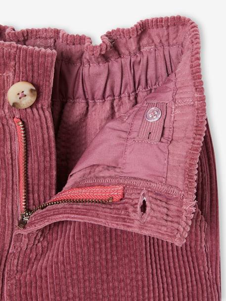 Pantalon fille large velours côtelé style paperbag marine+mauve+olive+vert sapin - vertbaudet enfant 