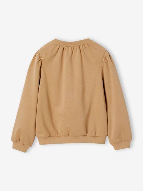Floral Romantic Sweatshirt, Flatlock Details, for Girls taupe - vertbaudet enfant 