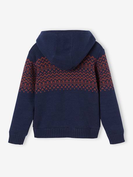 Zipped Jacket with Hood, Sherpa Lining, For Boys marl grey+navy blue - vertbaudet enfant 