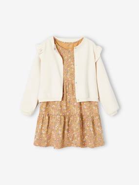 Girls-Outfits-Dress + Cardigan with Ruffles Ensemble for Girls