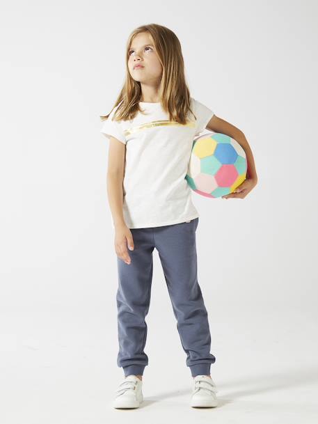 T-shirt de sport Basics fille rayures irisées placées écru+lilas+rose poudré - vertbaudet enfant 