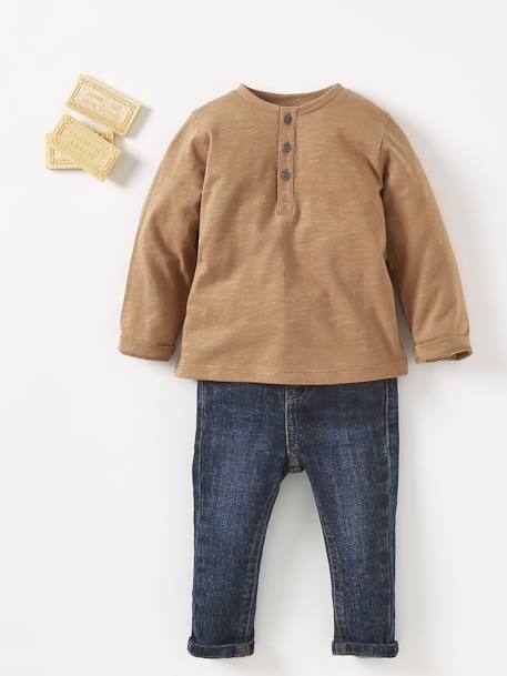 Jean bébé coupe droite denim bleached+denim brut - vertbaudet enfant 