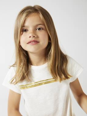 Girls-Sports T-Shirt with Iridescent Stripes for Girls
